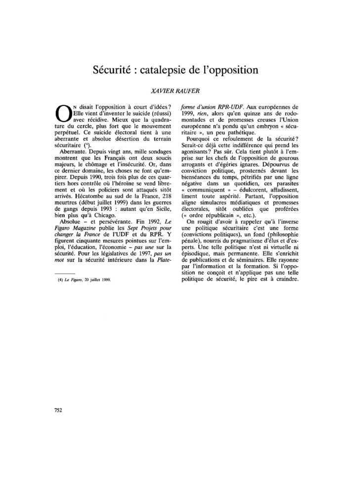 Sécurité : catalepsie de l’opposition
 – page 1
