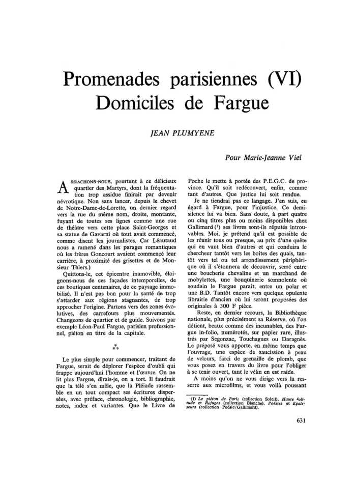 Promenades parisiennes (VI). Domiciles de Fargue
 – page 1