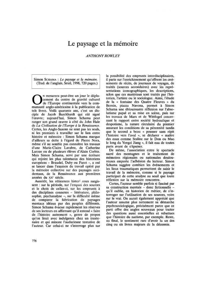 Le paysage et la mémoire
 – page 1