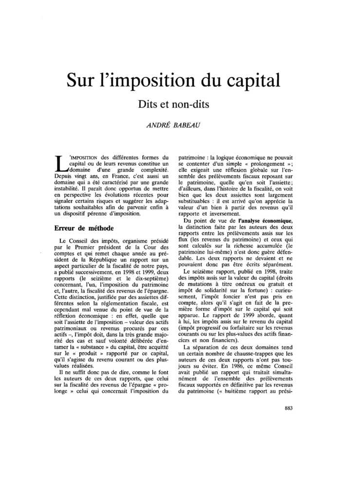 Sur l’imposition du capital. Dits et non-dits
 – page 1