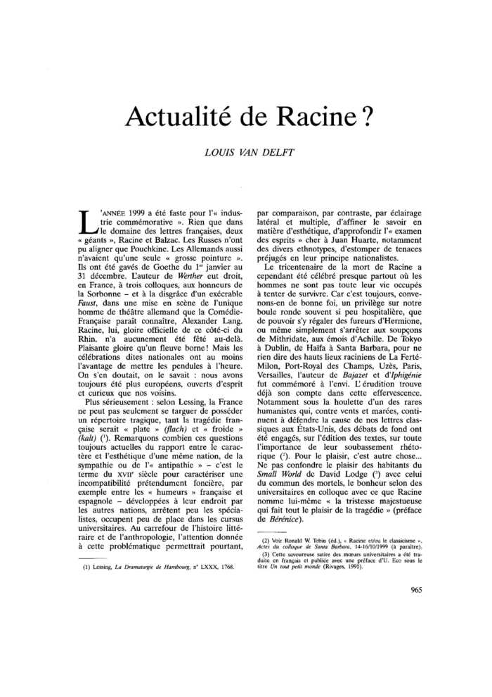 Actualité de Racine ?
 – page 1
