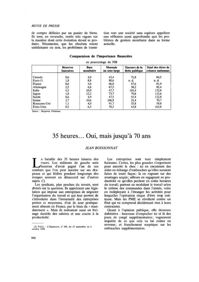35 heures… Oui, mais jusqu’à 70 ans
 – page 1