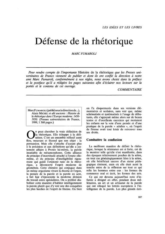 Défense de la rhétorique
 – page 1
