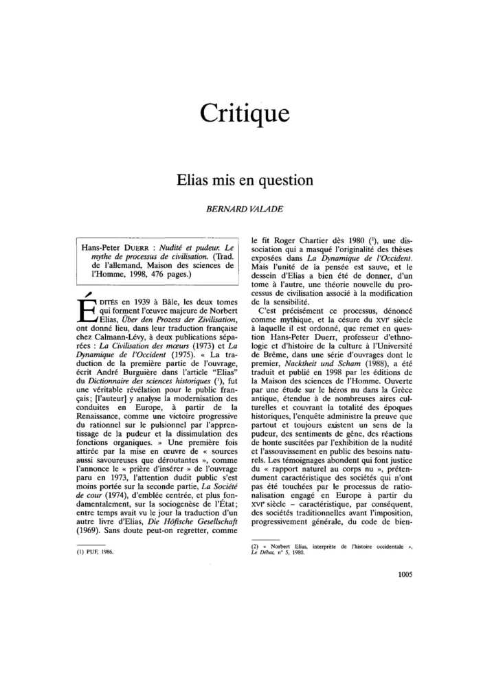 Elias mis en question
 – page 1