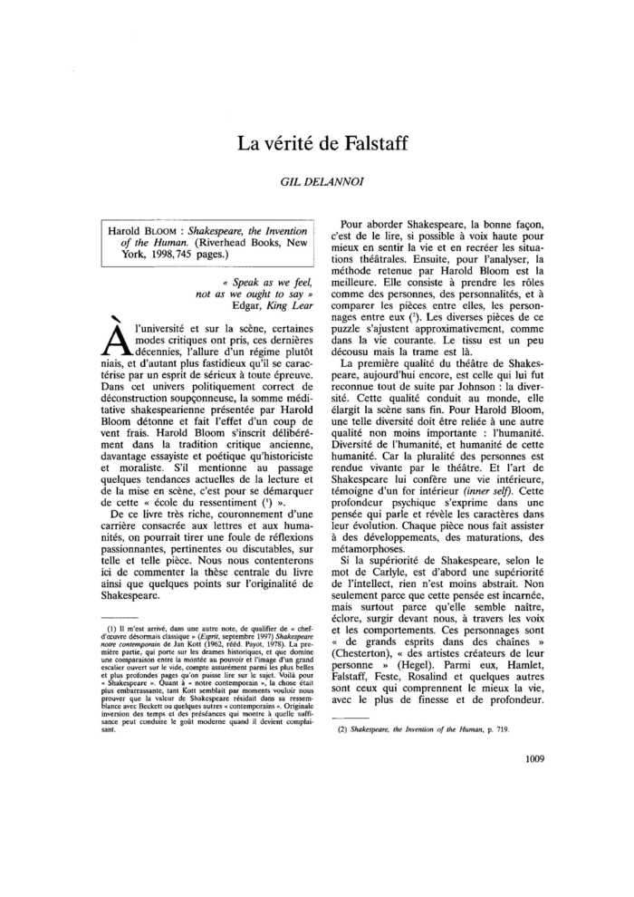 La vérité de Falstaff
 – page 1