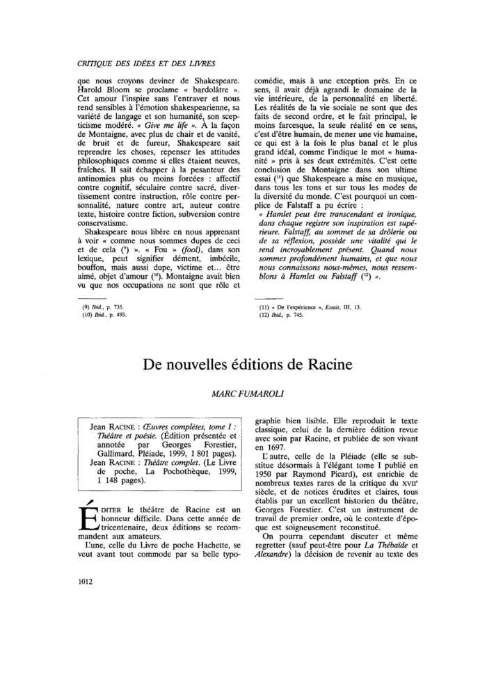 De nouvelles éditions de Racine
 – page 1