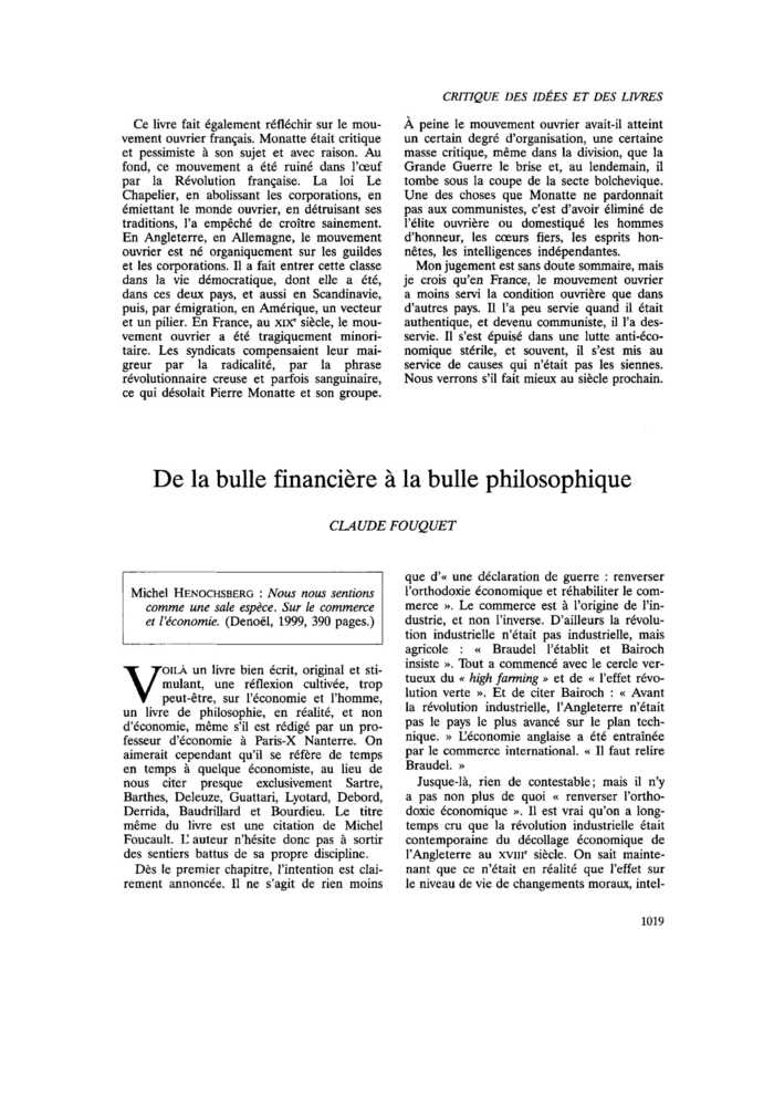 De la bulle financière à la bulle philosophique
 – page 1