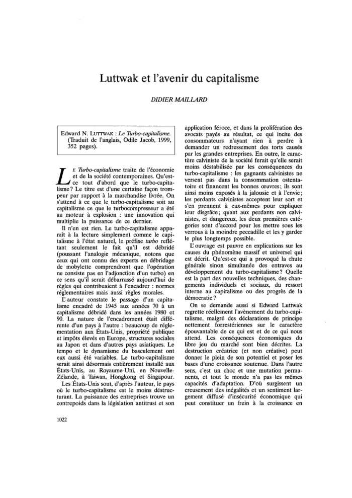 Luttwak et l’avenir du capitalisme
 – page 1