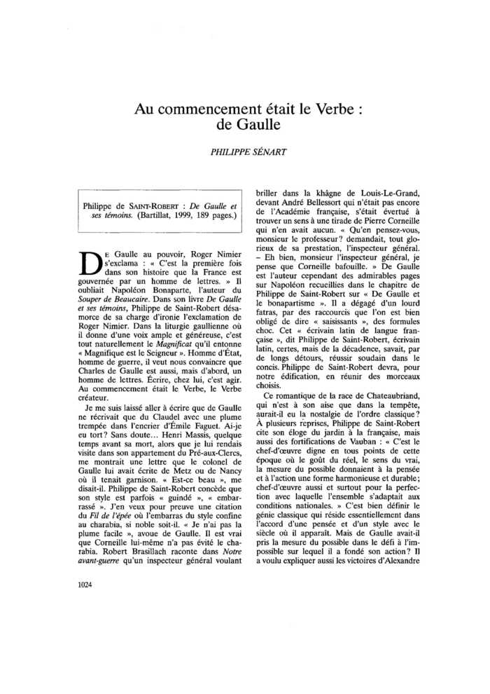 Au commencement était le Verbe : de Gaulle
 – page 1