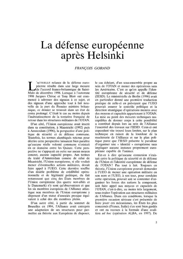 La défense européenne après Helsinki
 – page 1