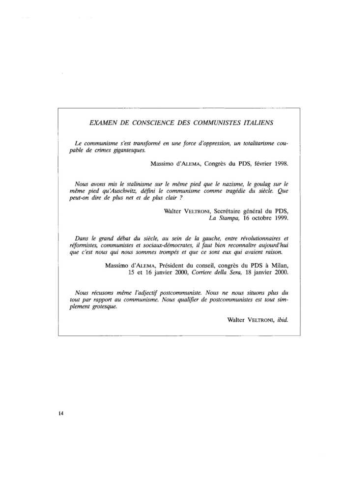 EXAMEN DE CONSCIENCE DES COMMUNISTES ITALIENS
 – page 1