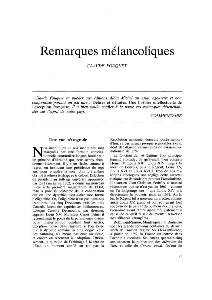 Remarques mélancoliques
 – page 1