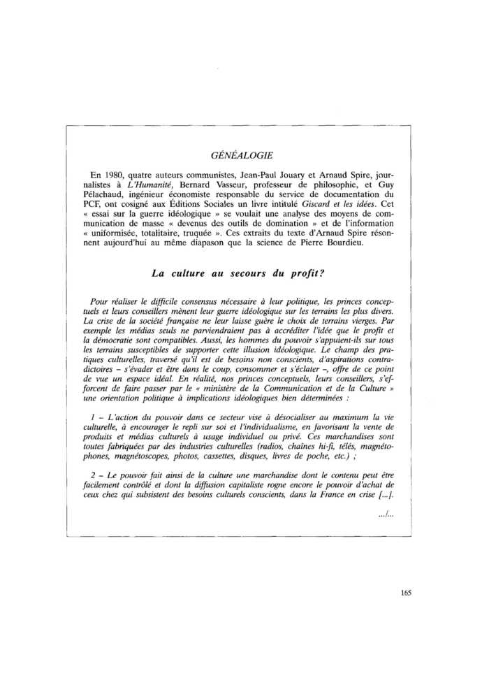 GÉNÉALOGIE
 – page 1