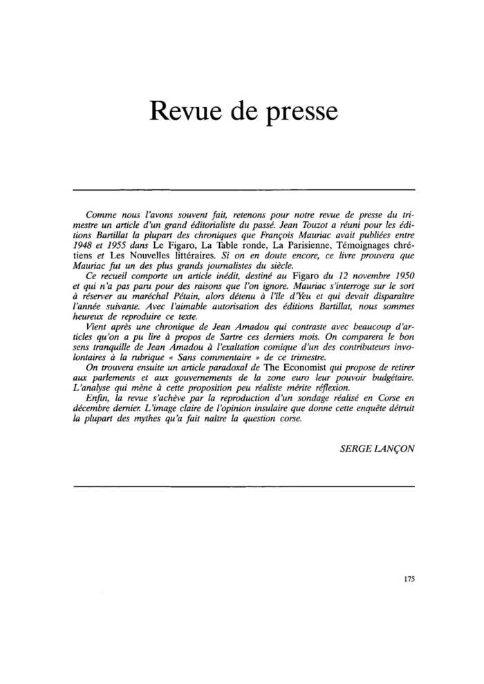 Revue de presse
 – page 1