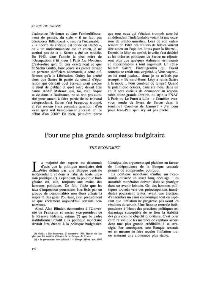 Pour une plus grande souplesse budgétaire
 – page 1