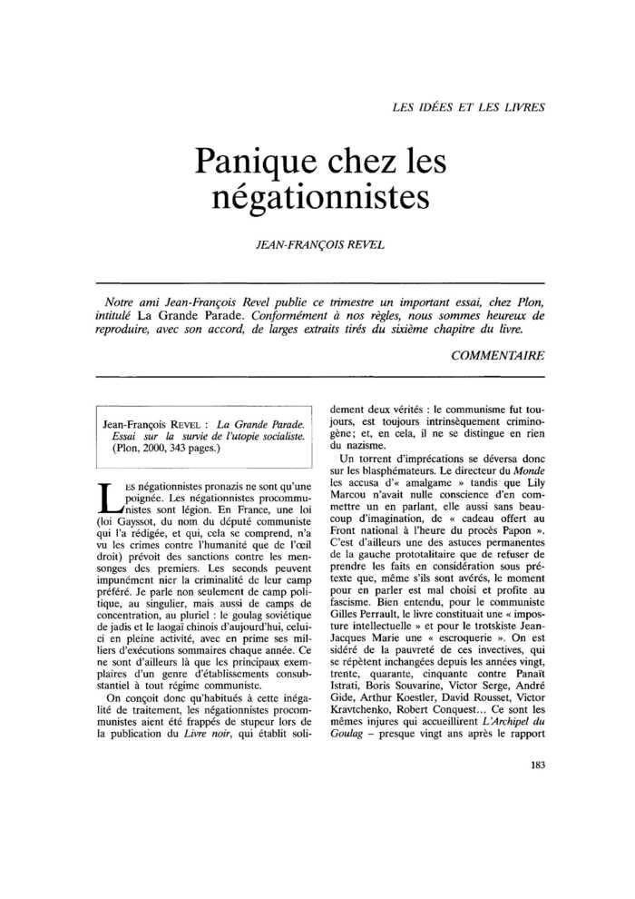 Panique chez les négationnistes
 – page 1