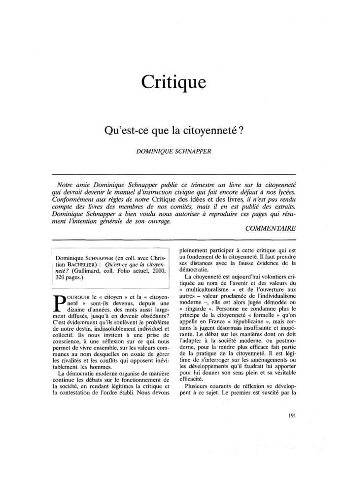 Qu’est-ce que la citoyenneté ?
 – page 1