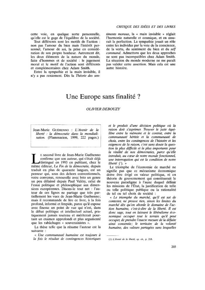 Une Europe sans finalité ?
 – page 1
