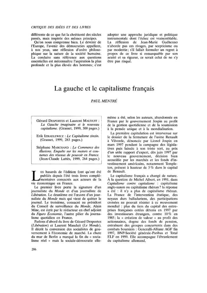 La gauche et le capitalisme français
 – page 1