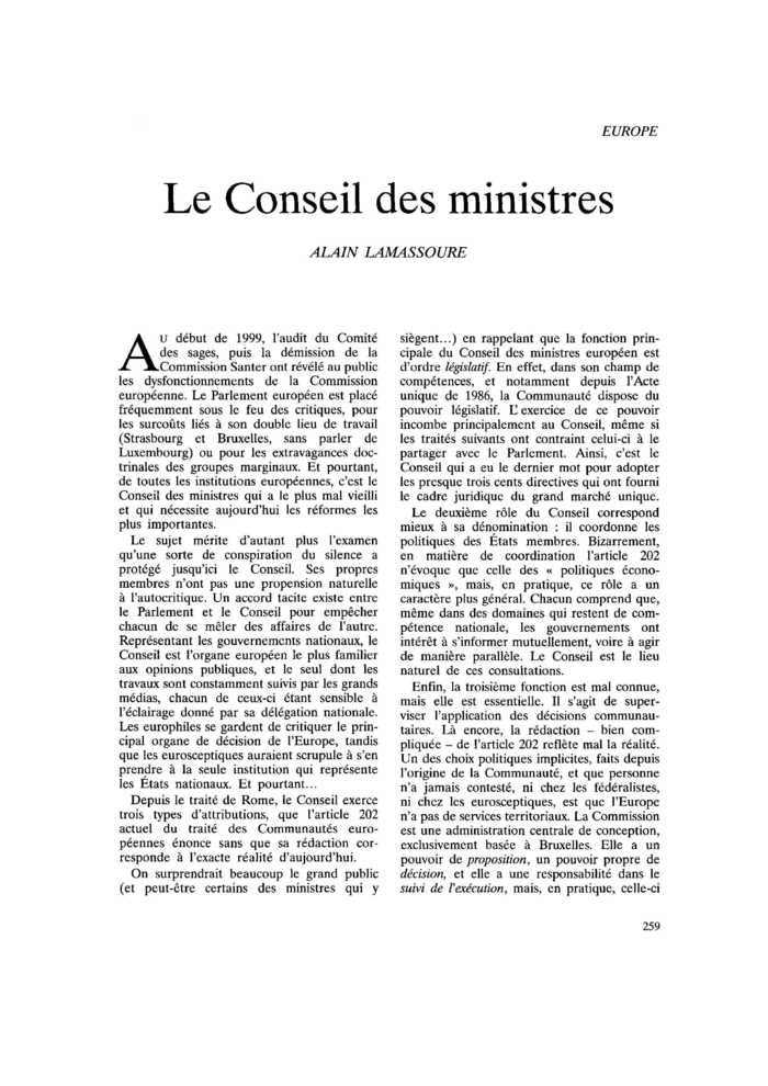 Le Conseil des ministres
 – page 1