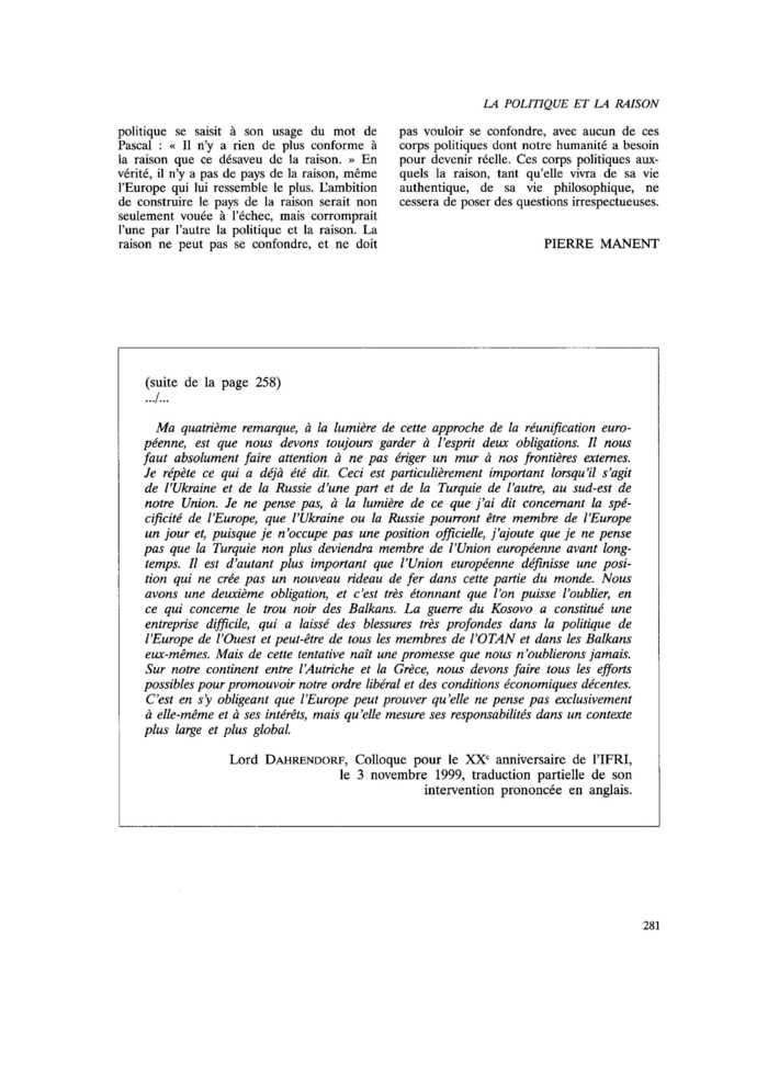L’AVENIR DE L’EUROPE (suite)
 – page 1
