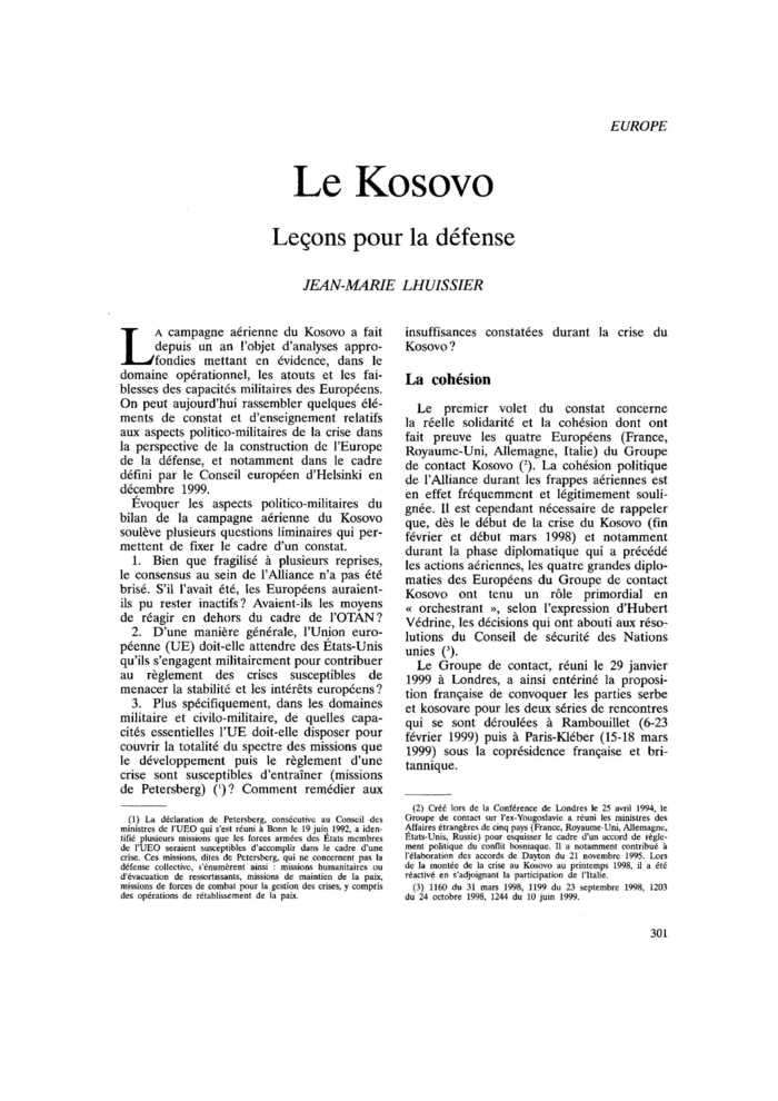 Le Kosovo
 – page 1