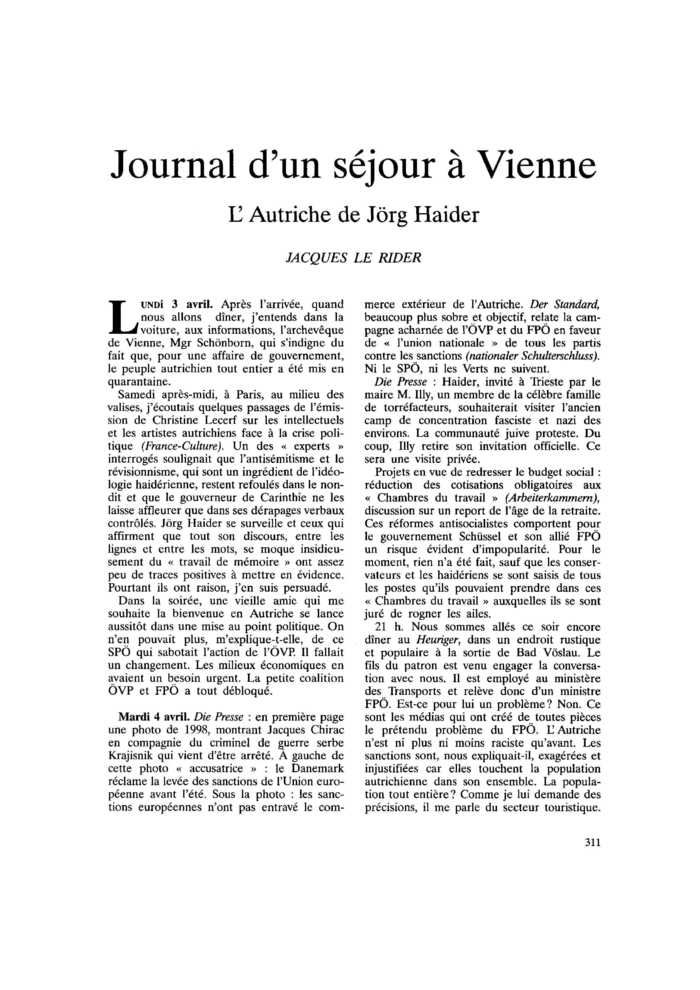 Journal d’un séjour à Vienne
 – page 1