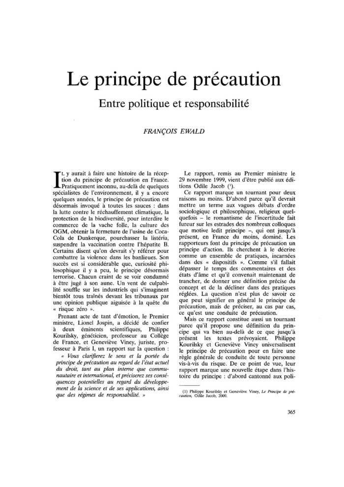 Le principe de précaution
 – page 1