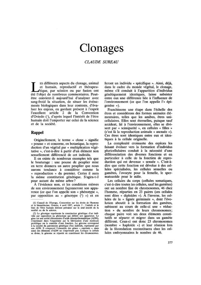 Clonages
 – page 1