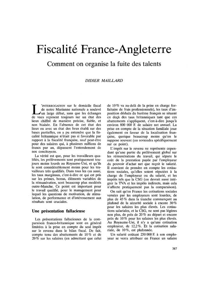 Fiscalité France-Angleterre
 – page 1