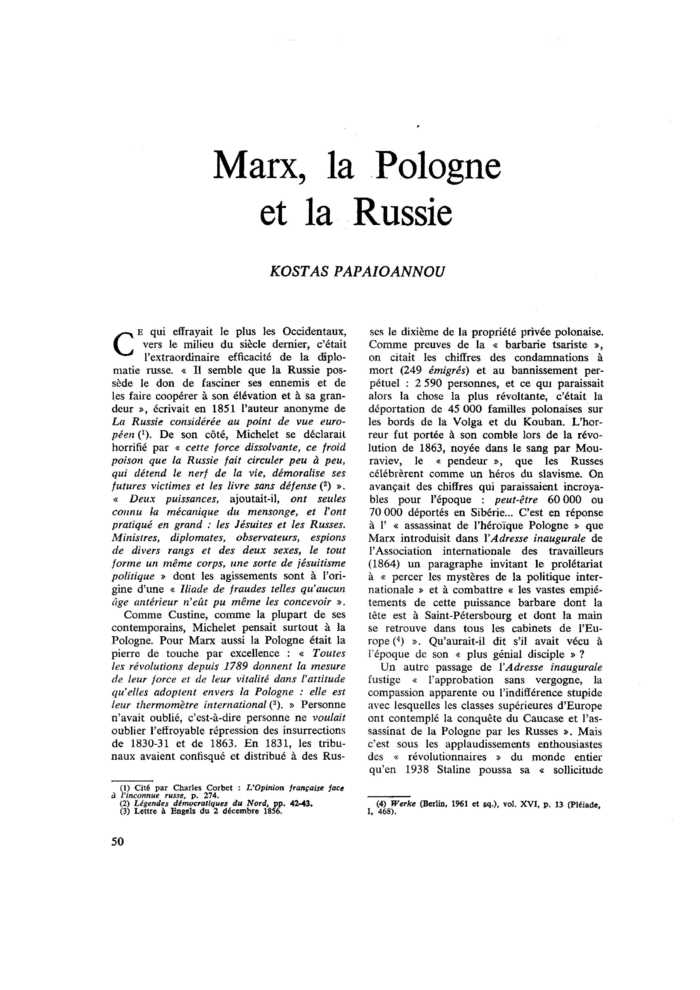 Marx, la Pologne et la Russie
 – page 1