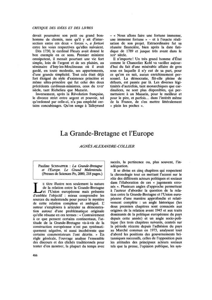 La Grande-Bretagne et l’Europe
 – page 1