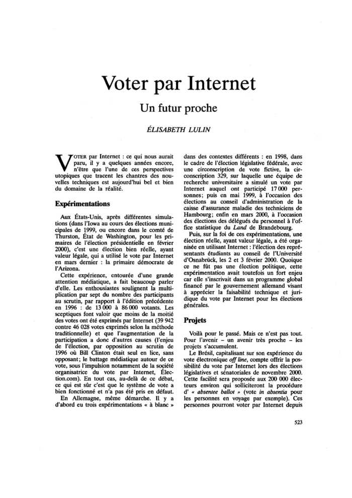 Voter par Internet. Un futur proche
 – page 1