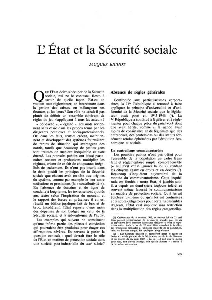 L’État et la Sécurité sociale
 – page 1