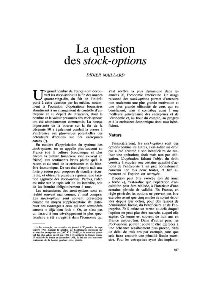 La question des stock-options
 – page 1