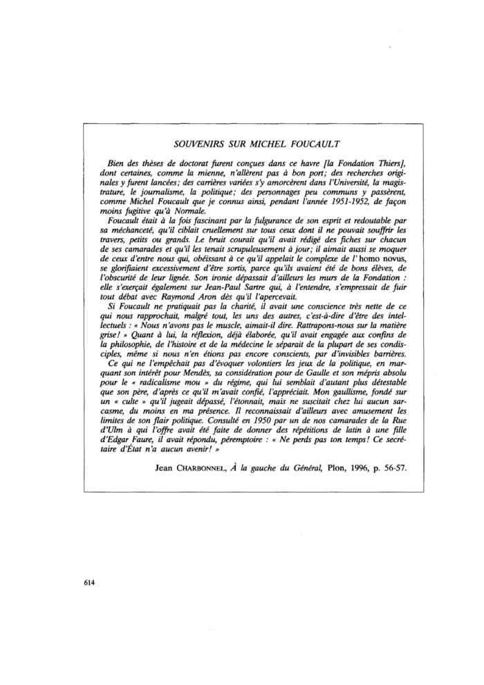 SOUVENIRS SUR MICHEL FOUCAULT
 – page 1