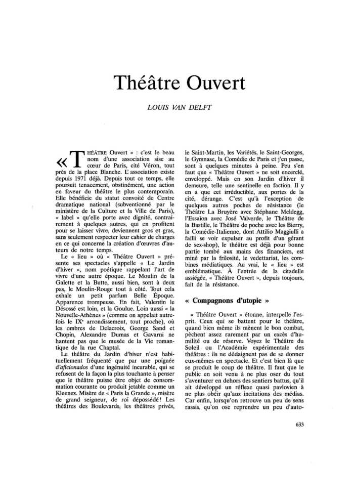 Théâtre Ouvert
 – page 1