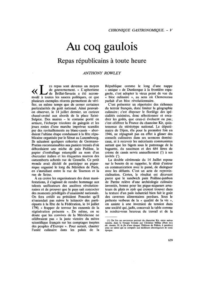 Au coq gaulois. Repas républicains à toute heure
 – page 1