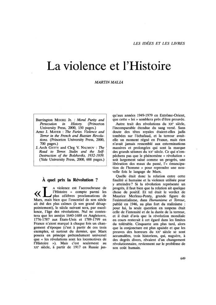 La violence et l’Histoire
 – page 1