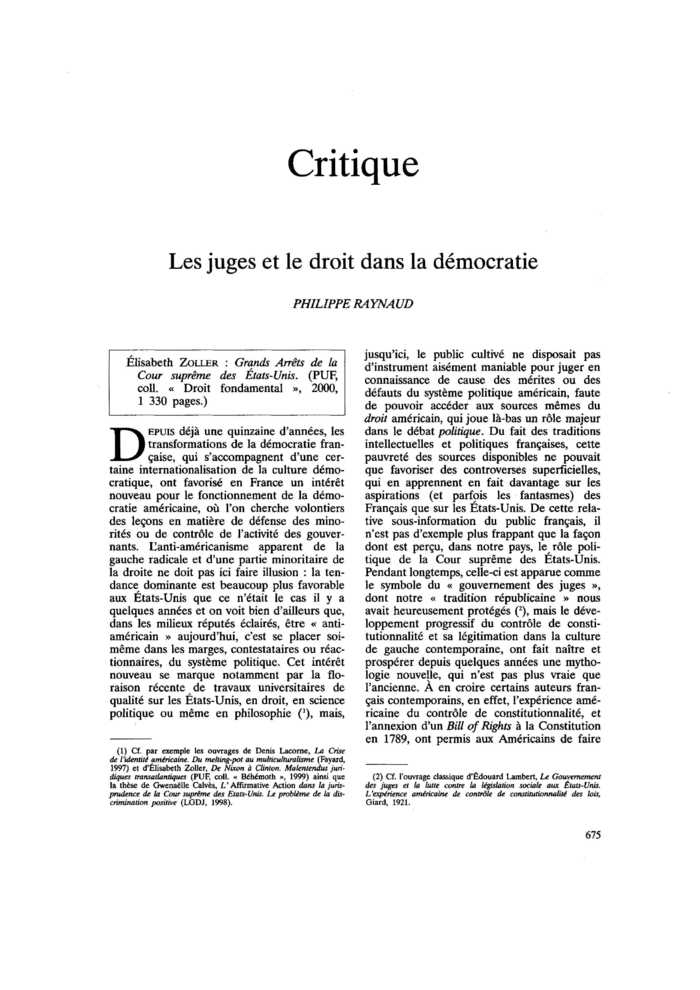 Les juges et le droit dans la démocratie
 – page 1