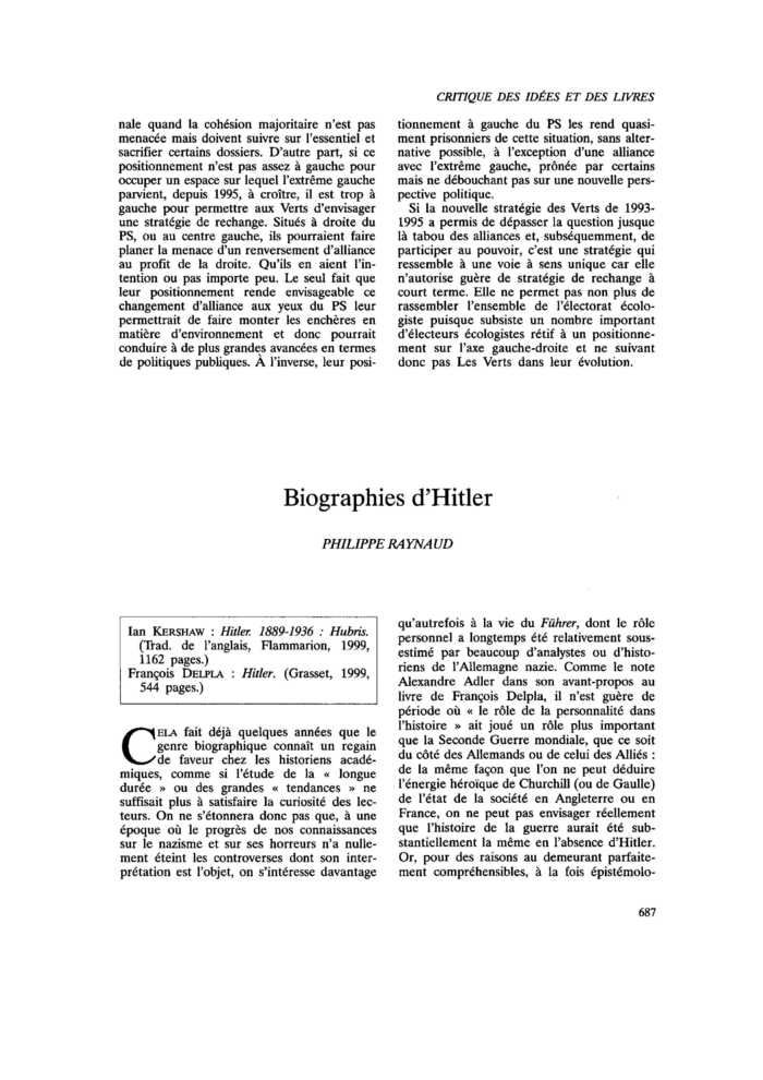 Biographies d’Hitler
 – page 1