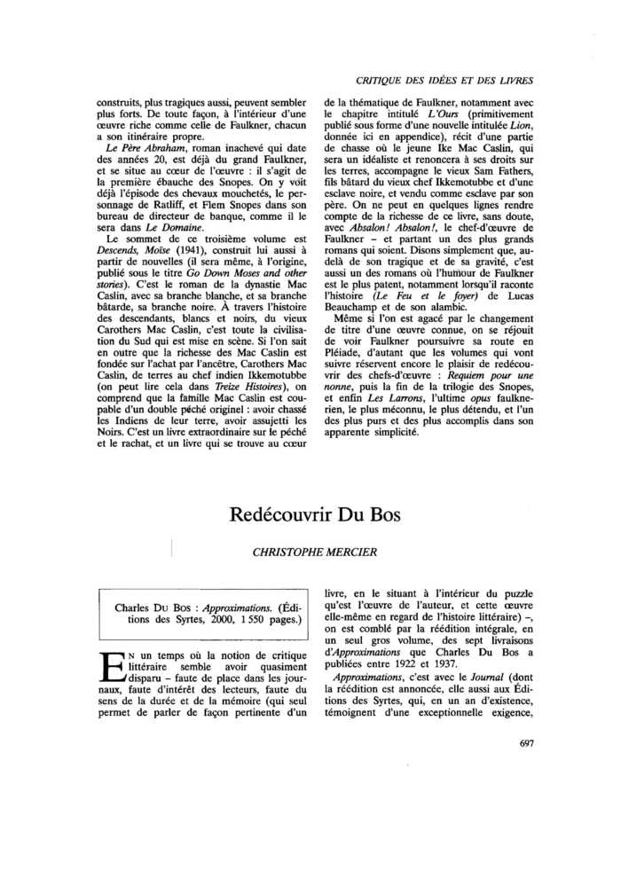 Redécouvrir Du Bos
 – page 1