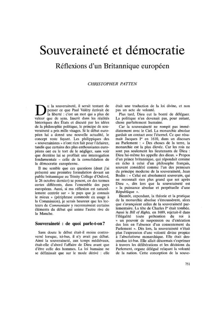 Souveraineté et démocratie. Réflexions d’un Britannique européen
 – page 1