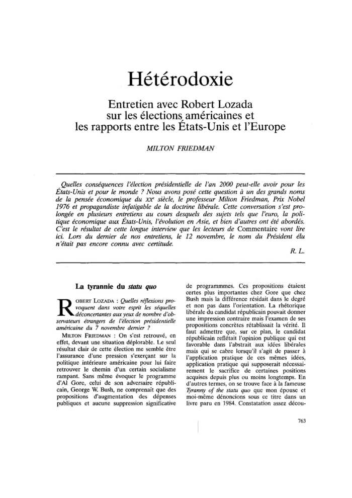 Hétérodoxie. Entretien avec Robert Lozada sur les élections, américaines et les rapports entre les États-Unis et l’Europe
 – page 1
