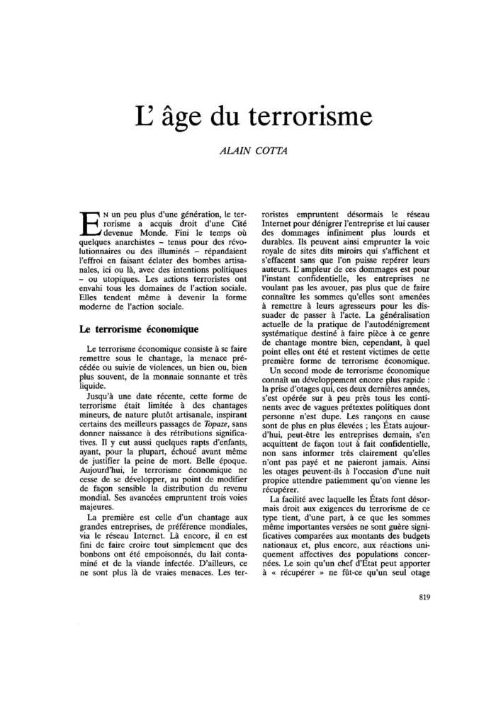 L’âge du terrorisme
 – page 1