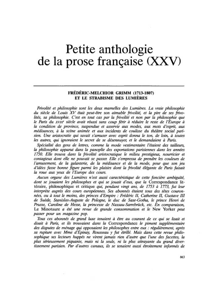 FRÉDÉRIC-MELCHIOR GRIMM (1713-1807) ET LE STRABISME DES LUMIÈRES
 – page 1