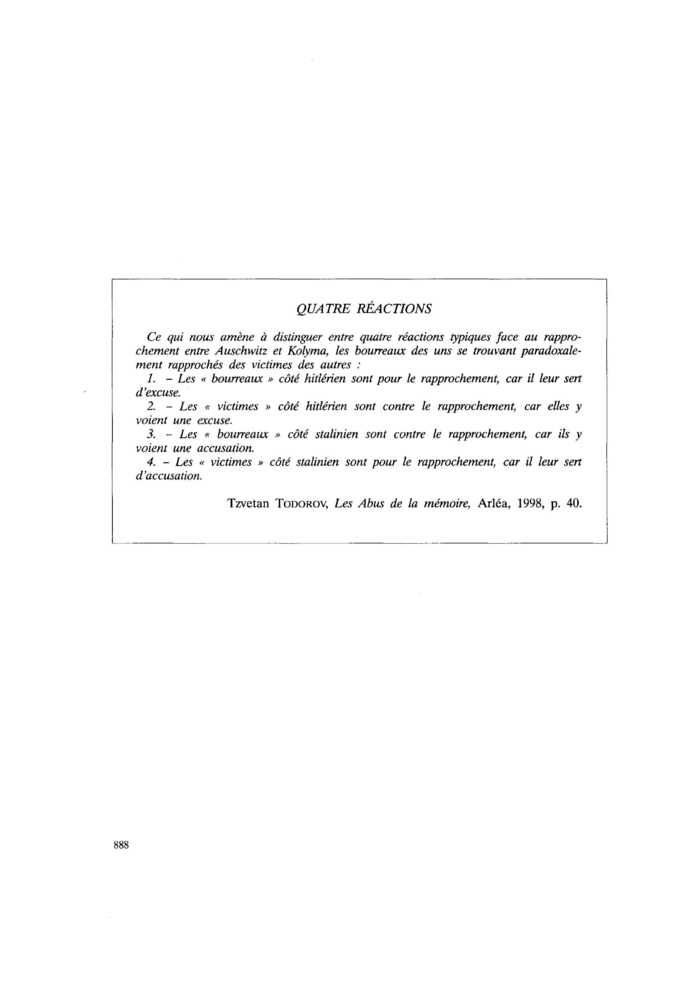 QUATRE RÉACTIONS
 – page 1