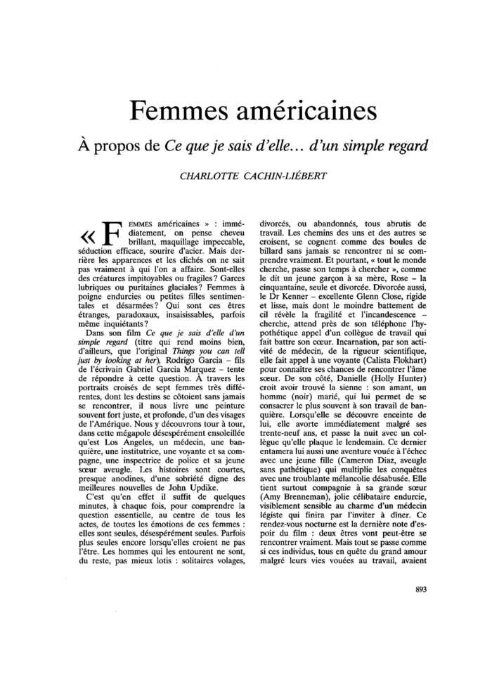 Femmes américaines. À propos de Ce que je sais d’elle… d’un simple regard
 – page 1