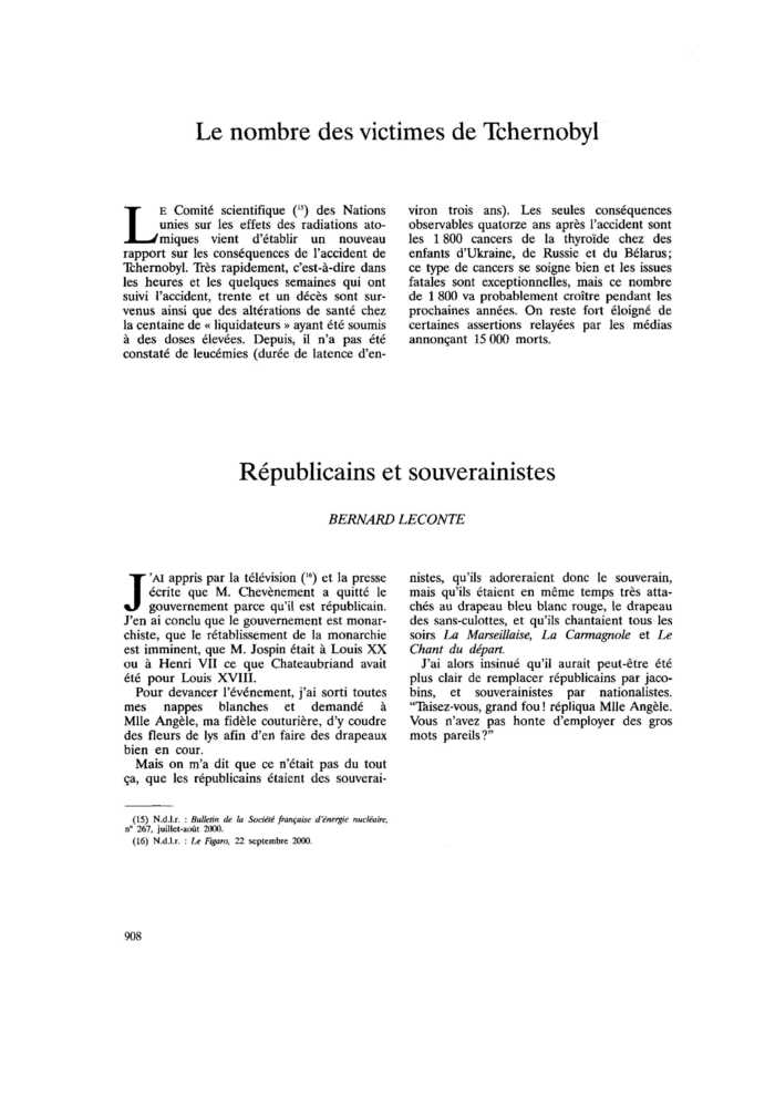 Le nombre des victimes de Tchernobyl
 – page 1