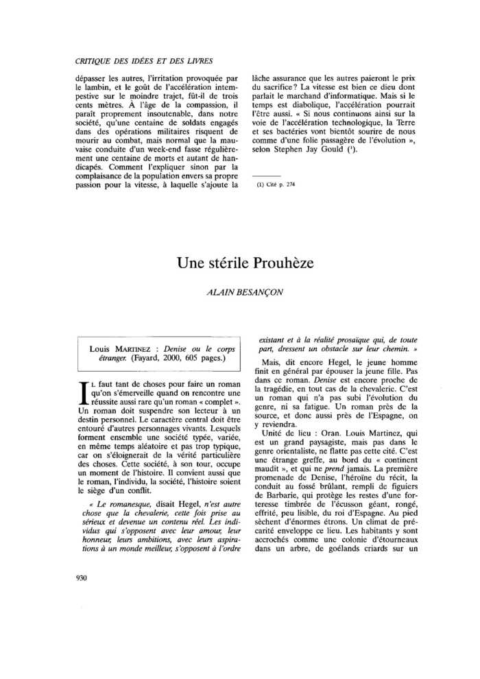 Une stérile Prouhèze
 – page 1